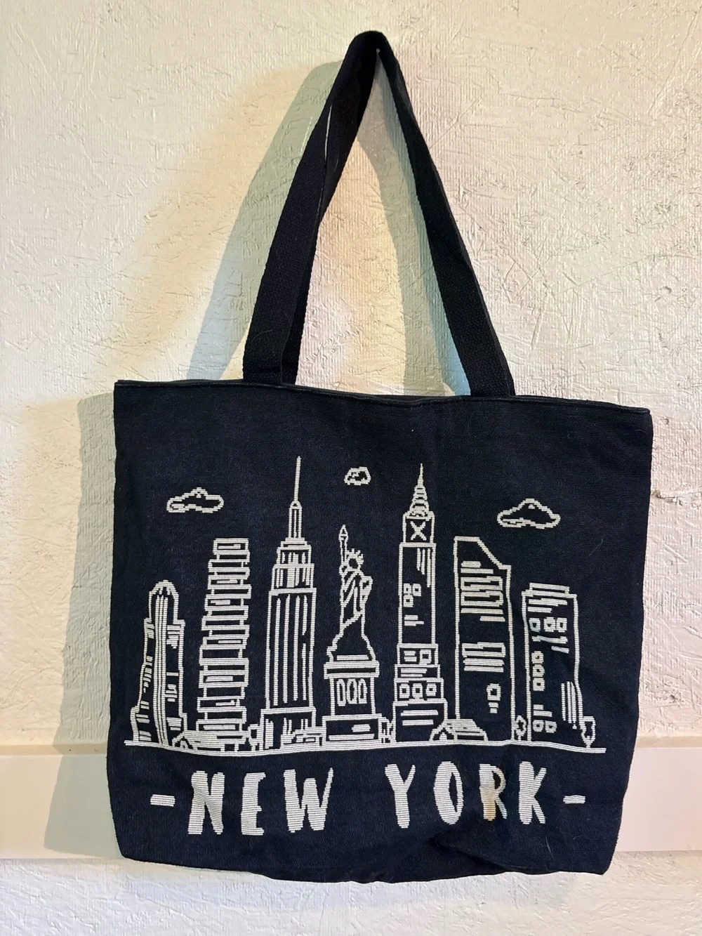Black New York Skyline Canvas Tote Bag